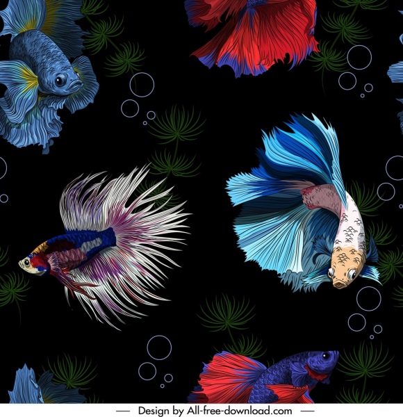 poissons ornementaux motif coloré Design réaliste