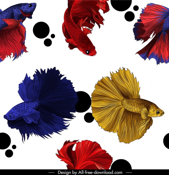ikan hias pola desain modern berwarna-warni gerak