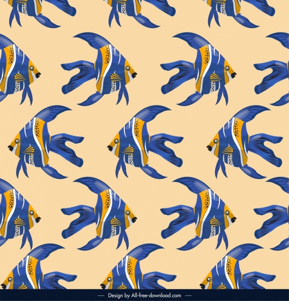 modelo de padrão de peixes ornamentais repetindo design de ícones