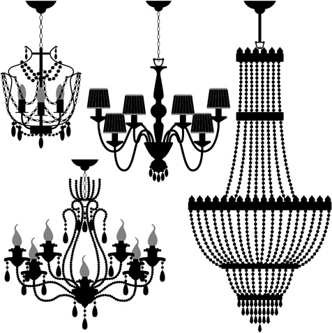 candelabro ornamentado vetor silhueta conjunto