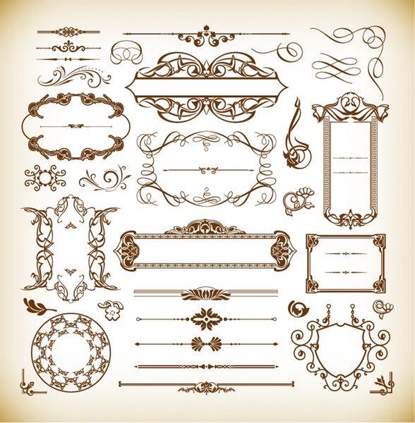 Ornate Design Elements Vector Set Ornate Design Elements Vector Set