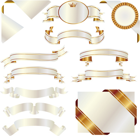 cinta adornada con el vector de etiquetas de oro