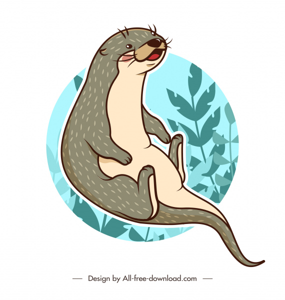 Otter Tier Ikone klassische handgezeichnete Skizze
