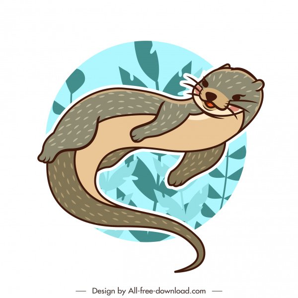 otter animal icon klasik handdrawn sketsa desain kartun