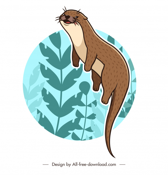 Otterarten Ikone klassisch handgezeichnet Cartoon Sketch
