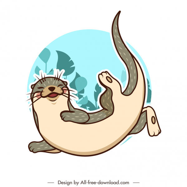 Otter Art Ikone flach klassisch handgezeichnet Cartoon Skizze