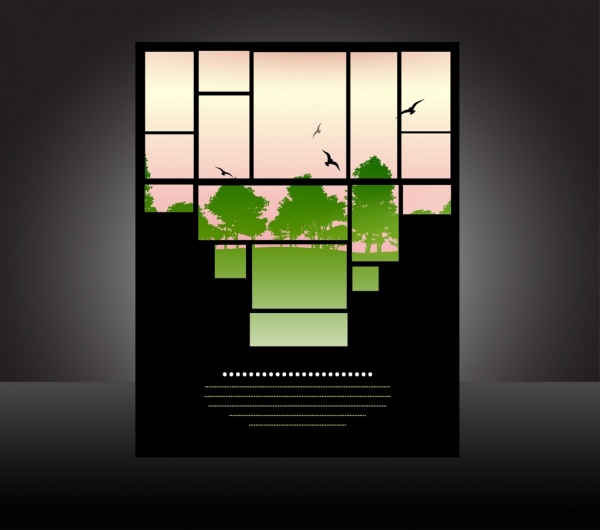 Hồ cảnh nền cửa sổ xem ngược lại chim trang trí