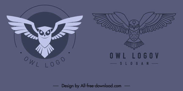Owl logo template cổ điển phẳng Sketch