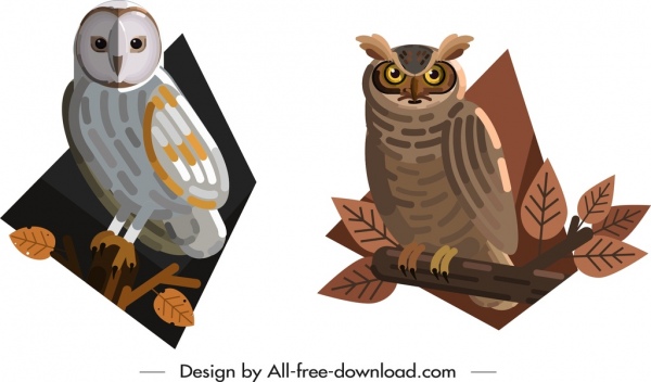 ikon hewan liar Owl berwarna sketsa kartun