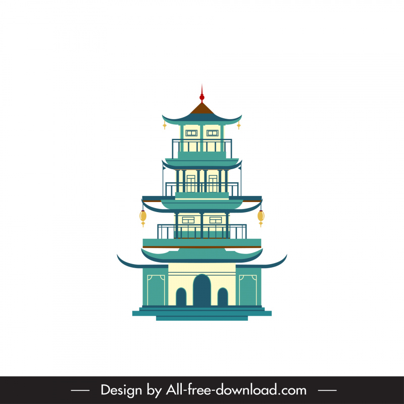 Ícone do pagode sinal decoração oriental clássica