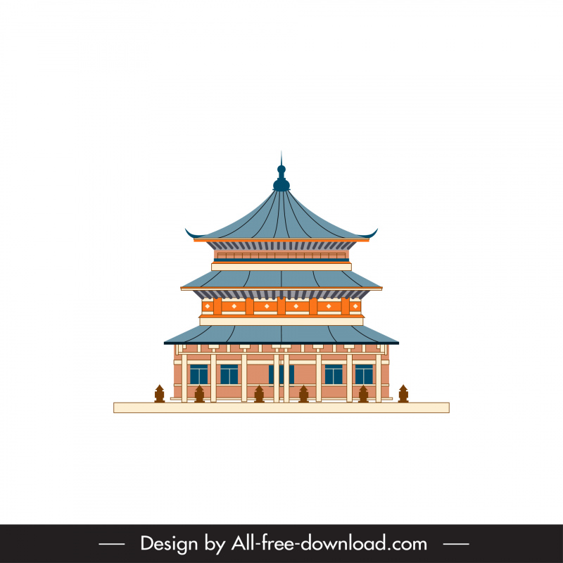 ikon tanda pagoda dekorasi oriental retro