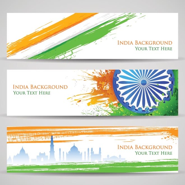 สีสาดธงเวกเตอร์แบนเนอร์เว็บไซต์การวันเอกราชของอินเดีย ashoka