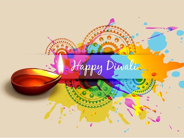Farbe Spritzen mit traditioneller Kunst arbeiten happy Diwali Vektor Hintergrund