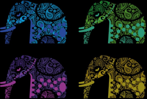 ペイズリー柄インド象の抽象的なベクトル
