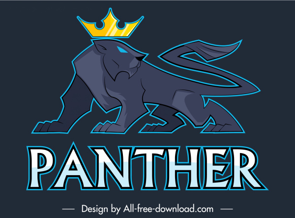 Panther Logotyp leistungsstarke Dekor moderne farbige flache Skizze
