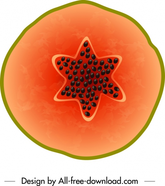 Papaya tło kolorowy szkic zbliżenie płaskie, w plasterkach
