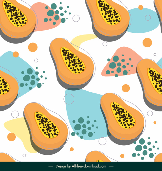 Papaya Muster Vorlage helle flache klassische handgezeichnete Wiederholung
