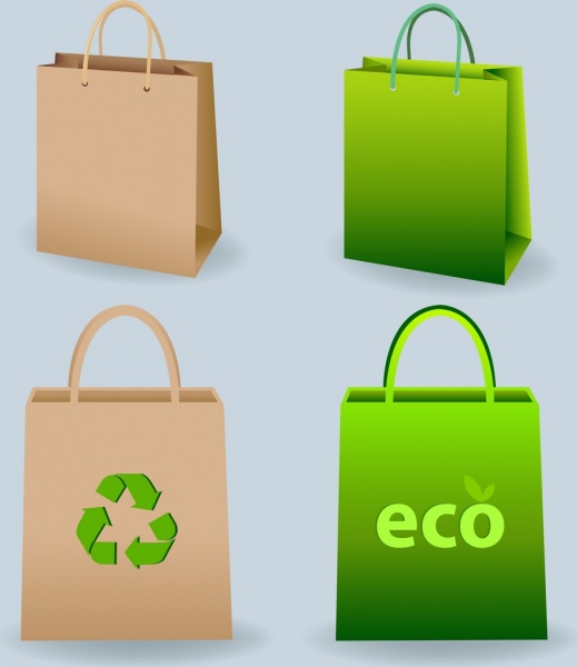 de papel bolsas plantillas eco verde estilo 3d diseño