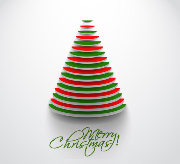 Paper Cut Christmas Tree Design Vector