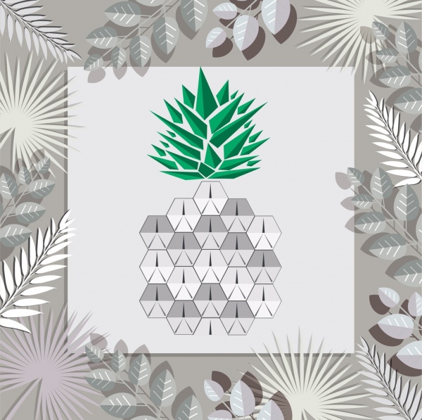 kertas potong latar belakang dekoratif daun poligon tajam ornamen