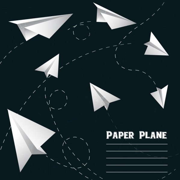 Avión de papel los iconos de diseño 3D de objetos voladores