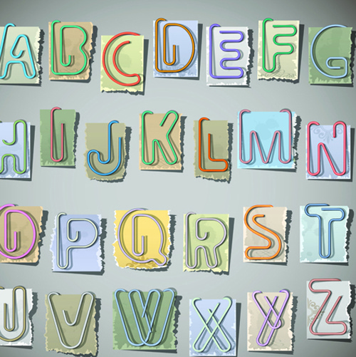 アルファベットと数字のベクトル アートの形をした紙