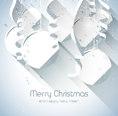 Papier Schneeflocken und Weihnachtskugeln Weihnachten Hintergrund