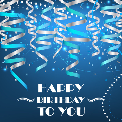 Cintas de papel con confeti feliz cumpleaños background vector