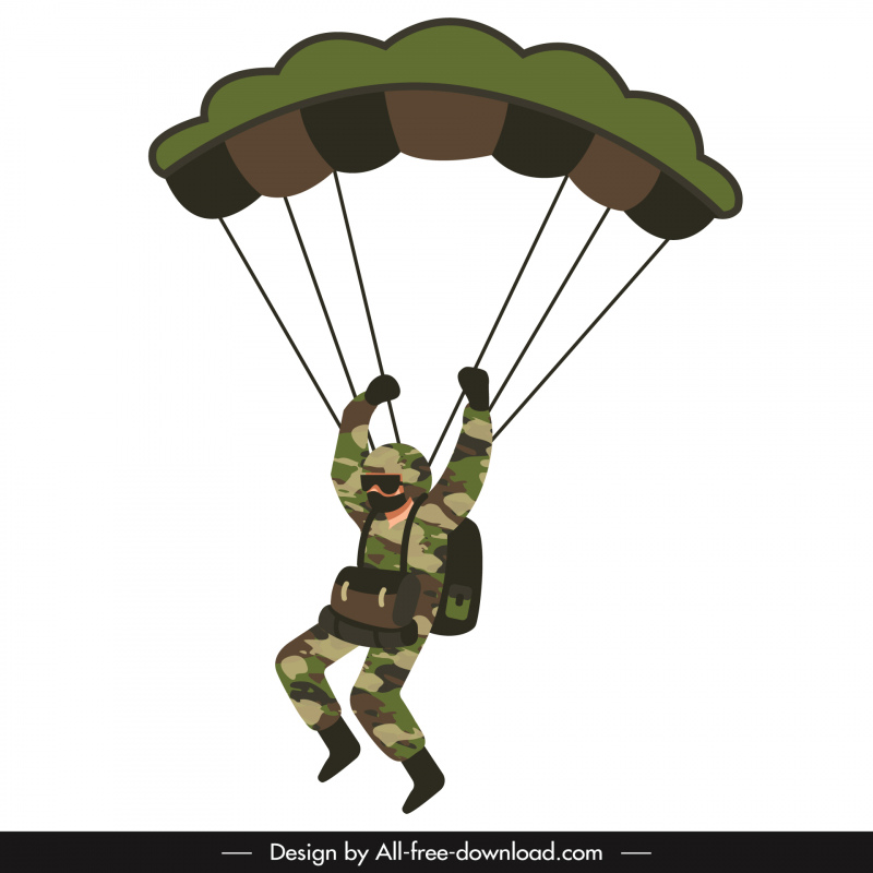 paraquedas trooper ícone dinâmico cartoon esboço