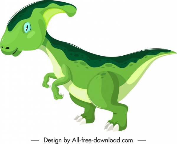 파라사우롤로푸스 공룡 아이콘 녹색 스케치 만화 캐릭터