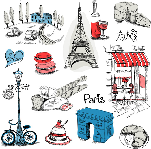 Paris Symbols Elements Vector Paris Symbols Elements Vector