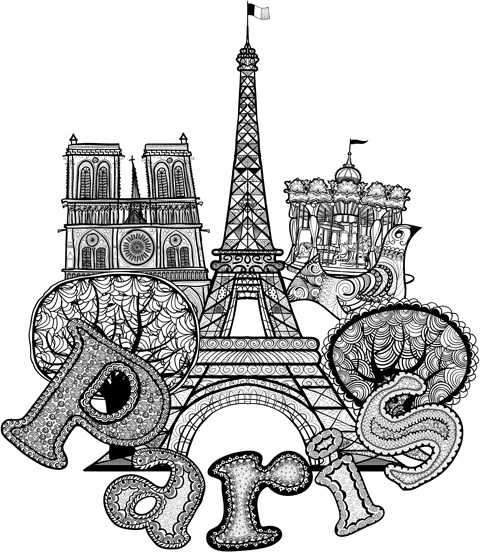 Вектор элементов символов Парижа