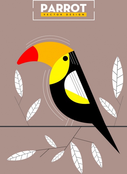 klassische farbige flache Skizze des Papageienhintergrundes