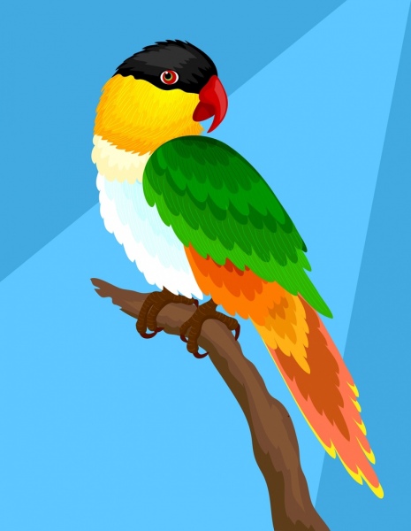 burung beo latar belakang berwarna-warni 3d Desain