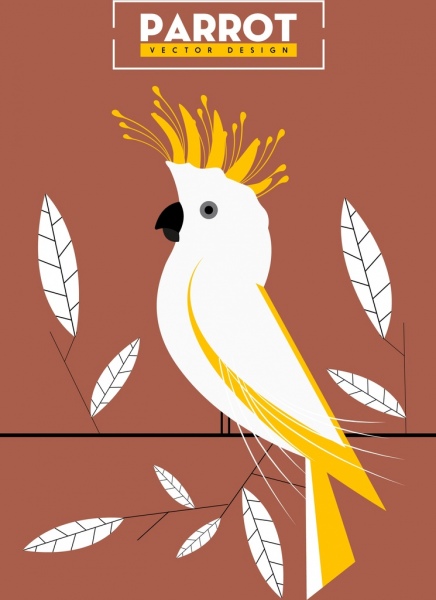 попугай фон лист орнамент классический цветной плоский эскиз