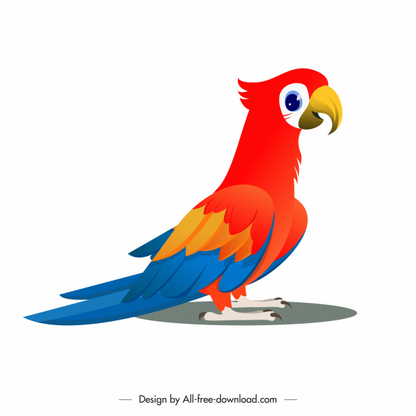 ícone papagaio esboço de desenho animado colorido