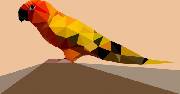 ícone do papagaio colorido poli baixa design