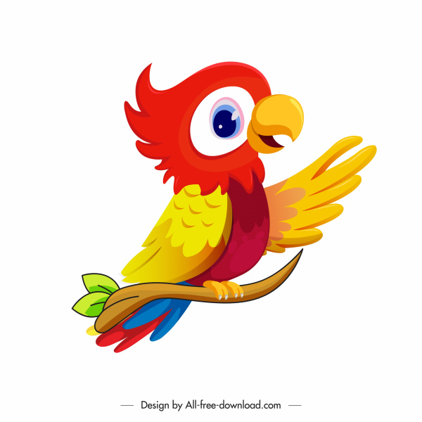 попугай значок красочный современный дизайн мультфильма