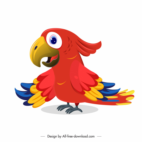 ícone papagaio colorido moderno esboço de desenho animado bonito