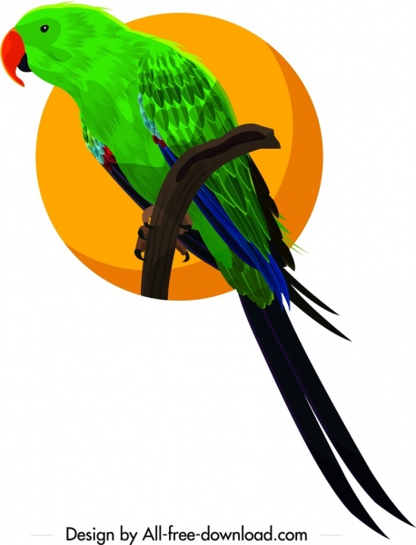 papuga ikona kolorowy projekt 3D