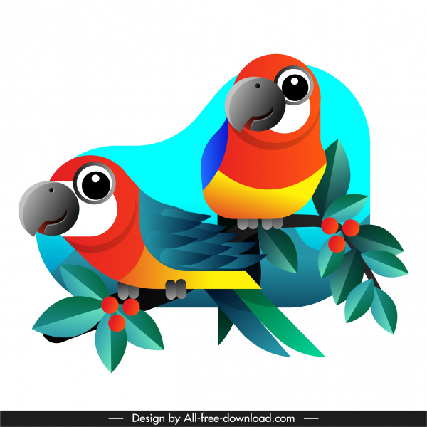 Parrot sơn sáng đầy màu sắc phẳng Sketch