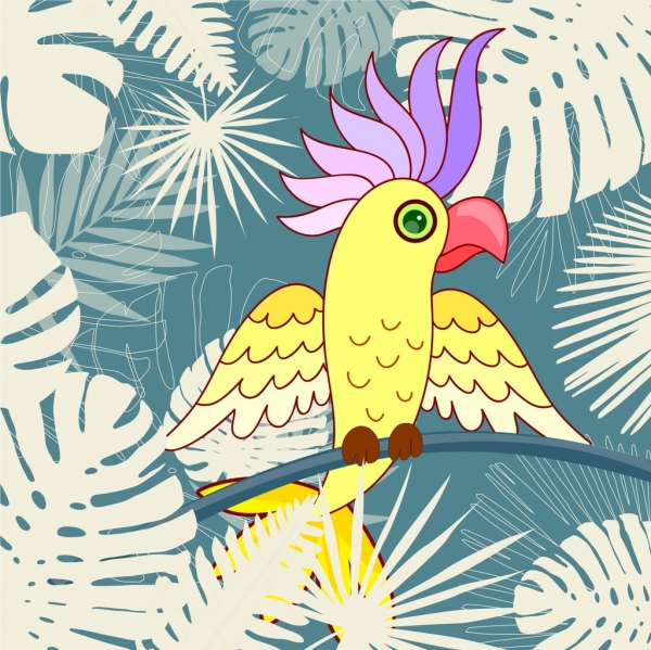 papagaio pintura colorida esboço handdrawn plana