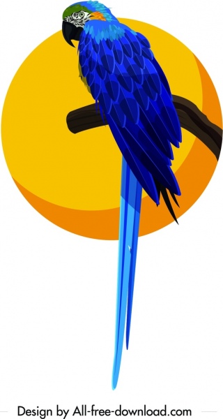 オウム絵画カラフルな鳥のアイコンの輪郭