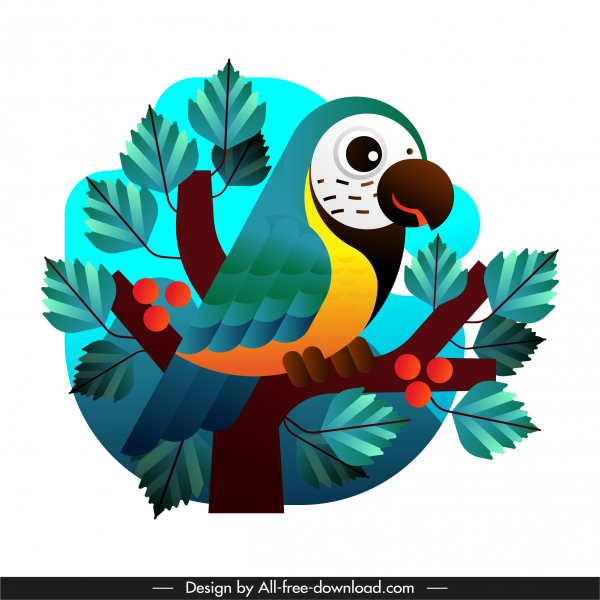 papuga malowanie kolorowy płaski szkic