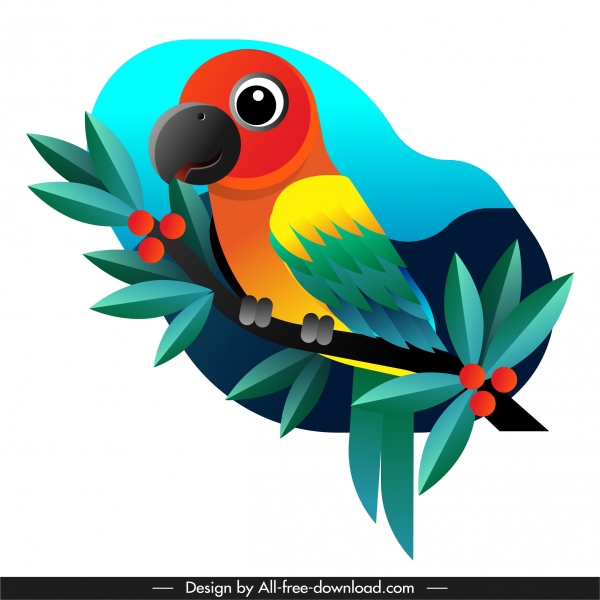 papagaio pintando esboço plano colorido