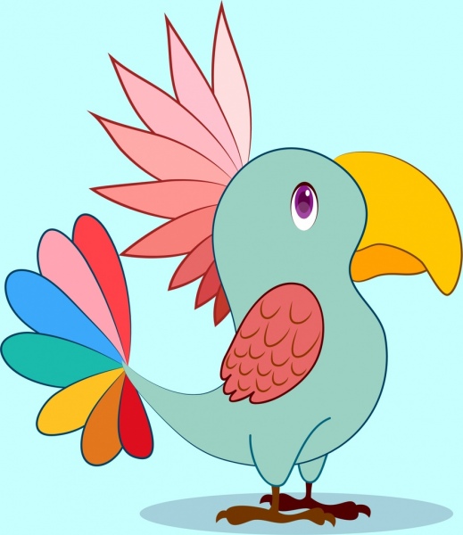 papagaio pintura colorida decoração handdrawn
