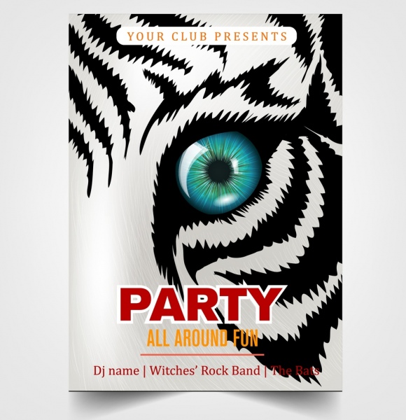 Party Flyer Vorlage Tiger Gesicht Dekoration