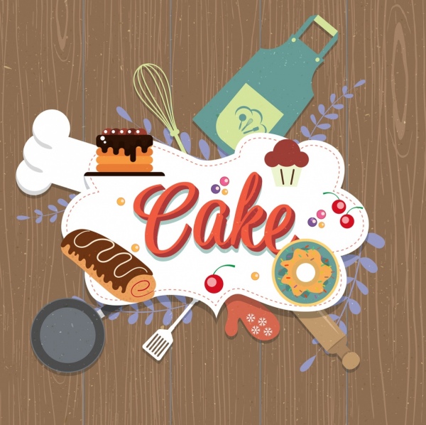 Konditorei Hintergrund Kuchen Küche Geschirr Symbole Dekor