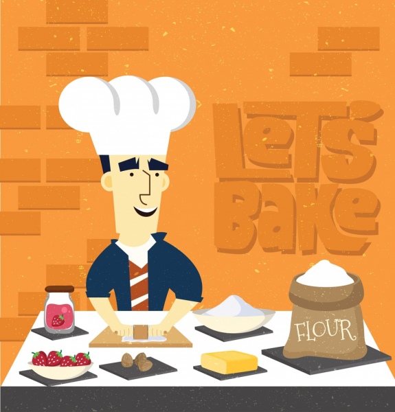 糕点背景厨师面粉水果图标经典设计