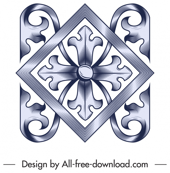 patrón diseño elemento simétrico flores decoración elegante